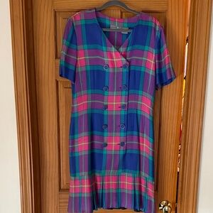 Colorful Plaid Short Sleeve Dress